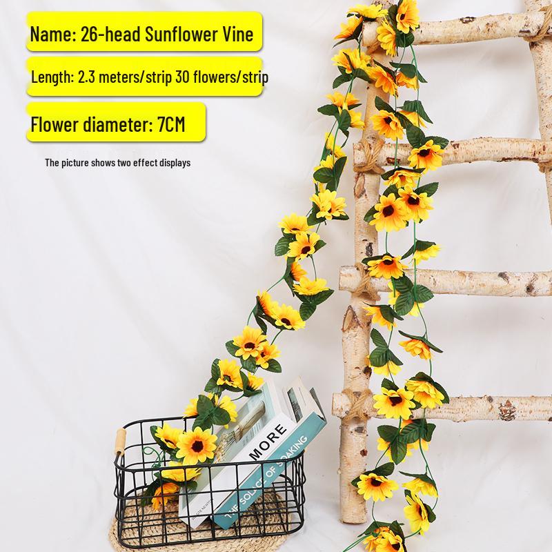 Sunflower Wall Hanging Basket - Artificial Vine for Indoor Decor