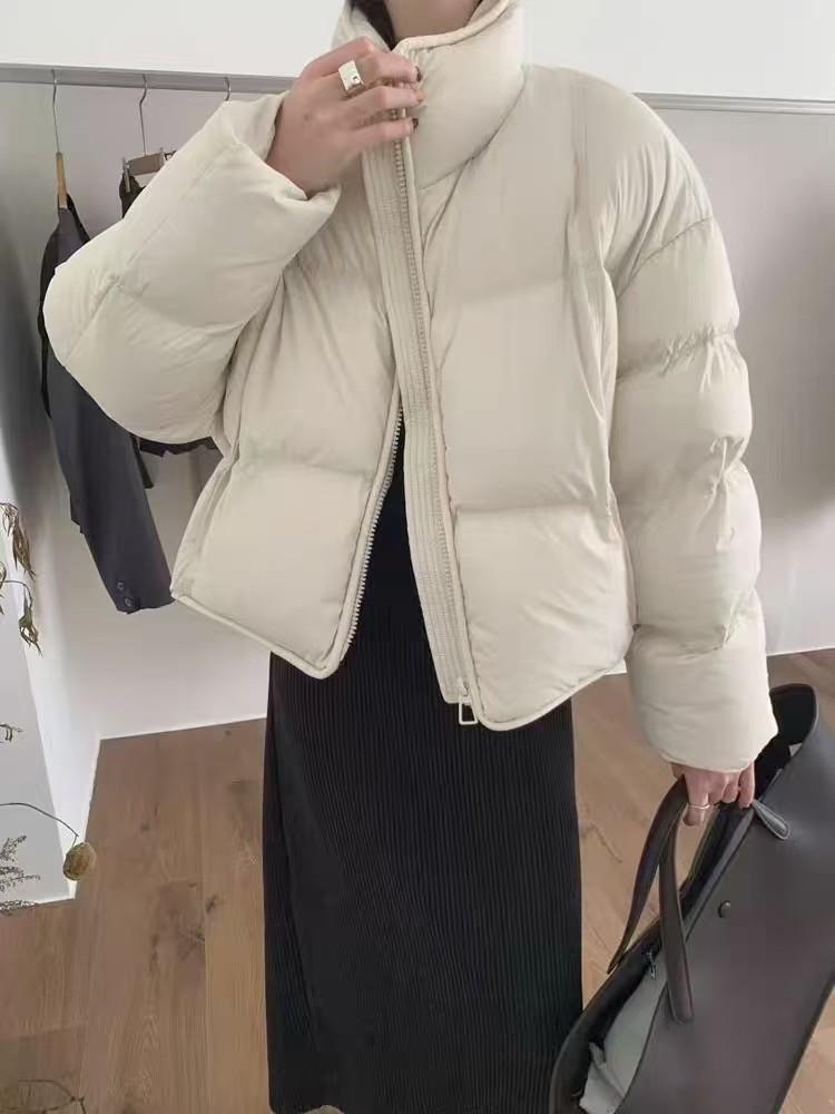 European Station autumn and winter new stand-up collar puff down jacket women's short thickened small bread jacket loose