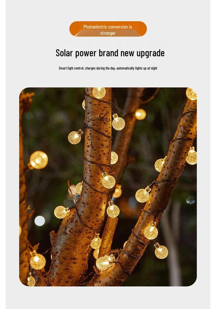 LED Solar String Lights: Cherry Blossom & Bubble Ball Decor for Outdoor Camping & Courtyard