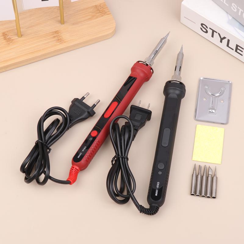 Kit de Fer à Souder Électrique Numérique 100W Ensemble 220V Température Réglable Outil de Soudure Chauffage Céramique Pointeaux de Soudure Rework