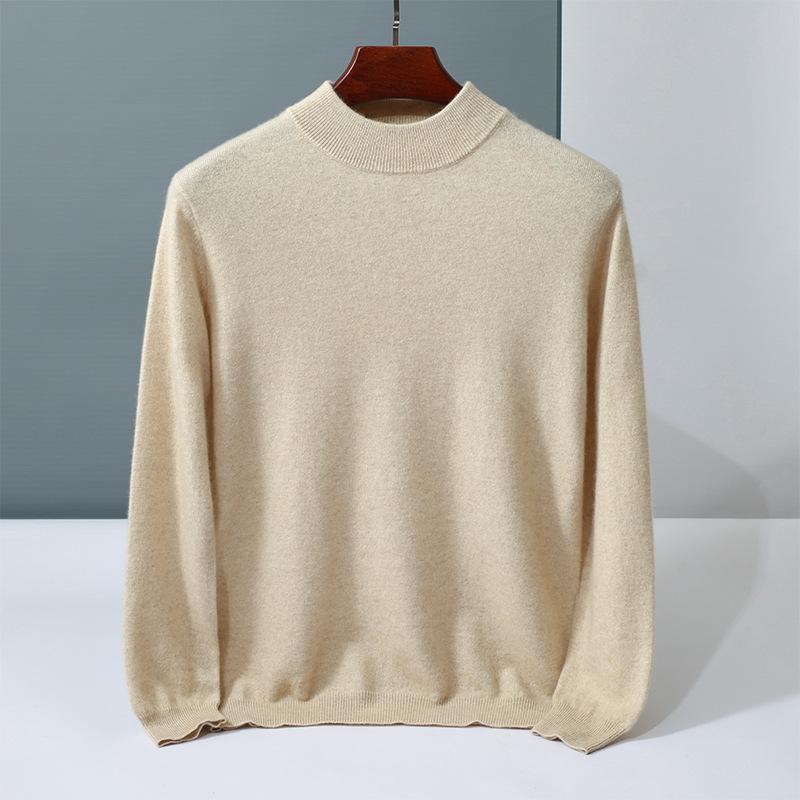 Cashmere shirt men's semi-turtleneck medium and thick pullover sweater youth warm solid color knitting