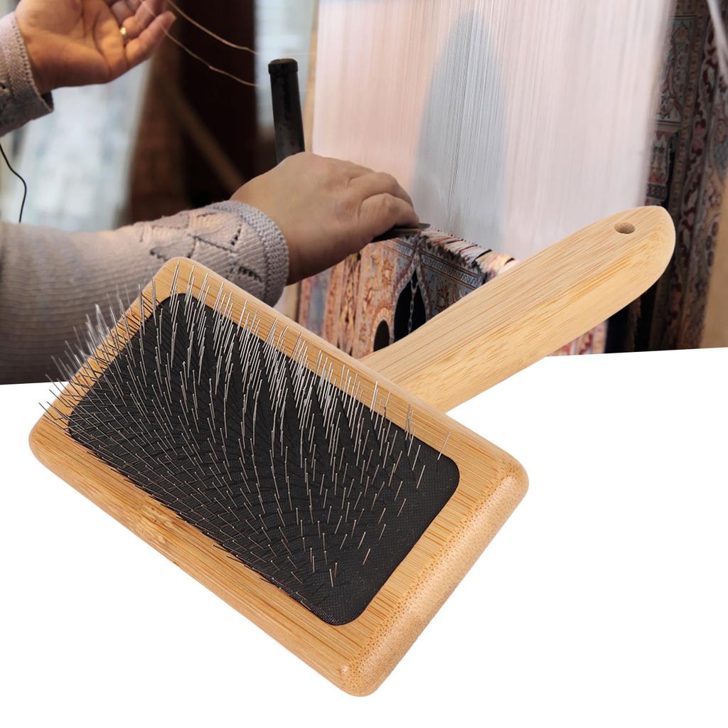 Macrame Slicker Comb with Hole   Bag Cushion Finely Polished Bamboo Cleaning Slicker Brush for Pet Tapestry