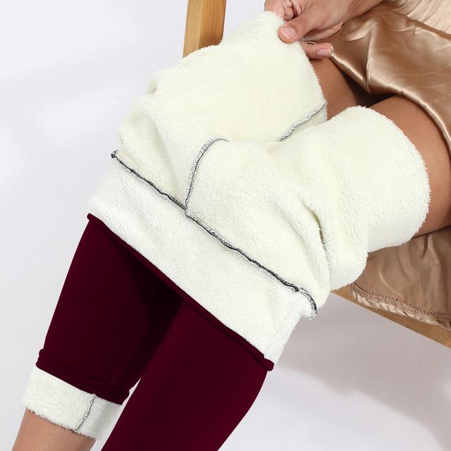 Extra Thick Winter Sherpa Leggings Women Outdoor Wear Fleece Lined Ankle Pants High Waist Stretchy Warm Thermal Cotton Pants