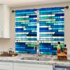 2-Panels Blue Series Glass Window Curtains   Distinctive Printed Curtains   Suitable for Gifting To Family and Friends