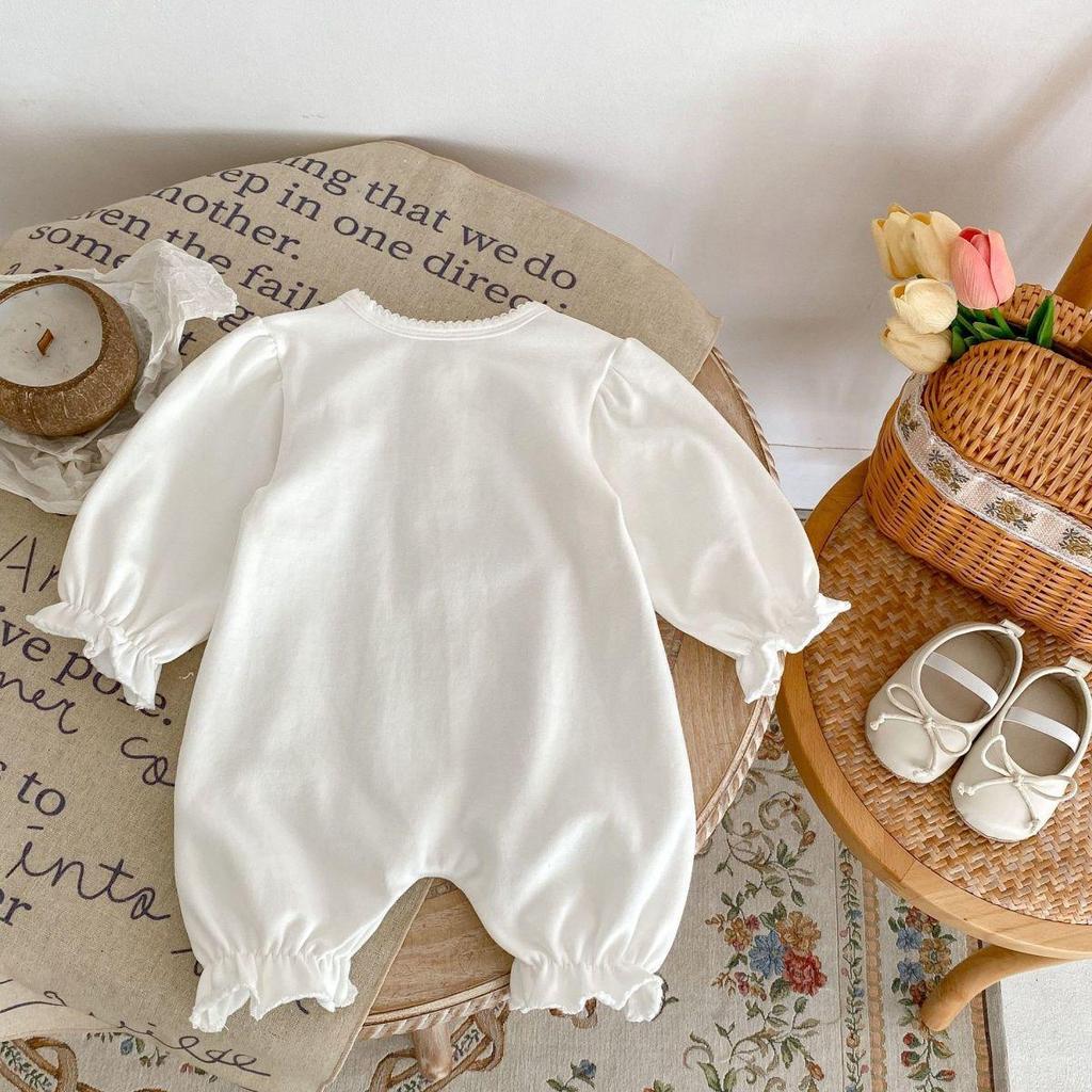 Infant Girls' Long Sleeve Solid Color Romper - New Spring Collection