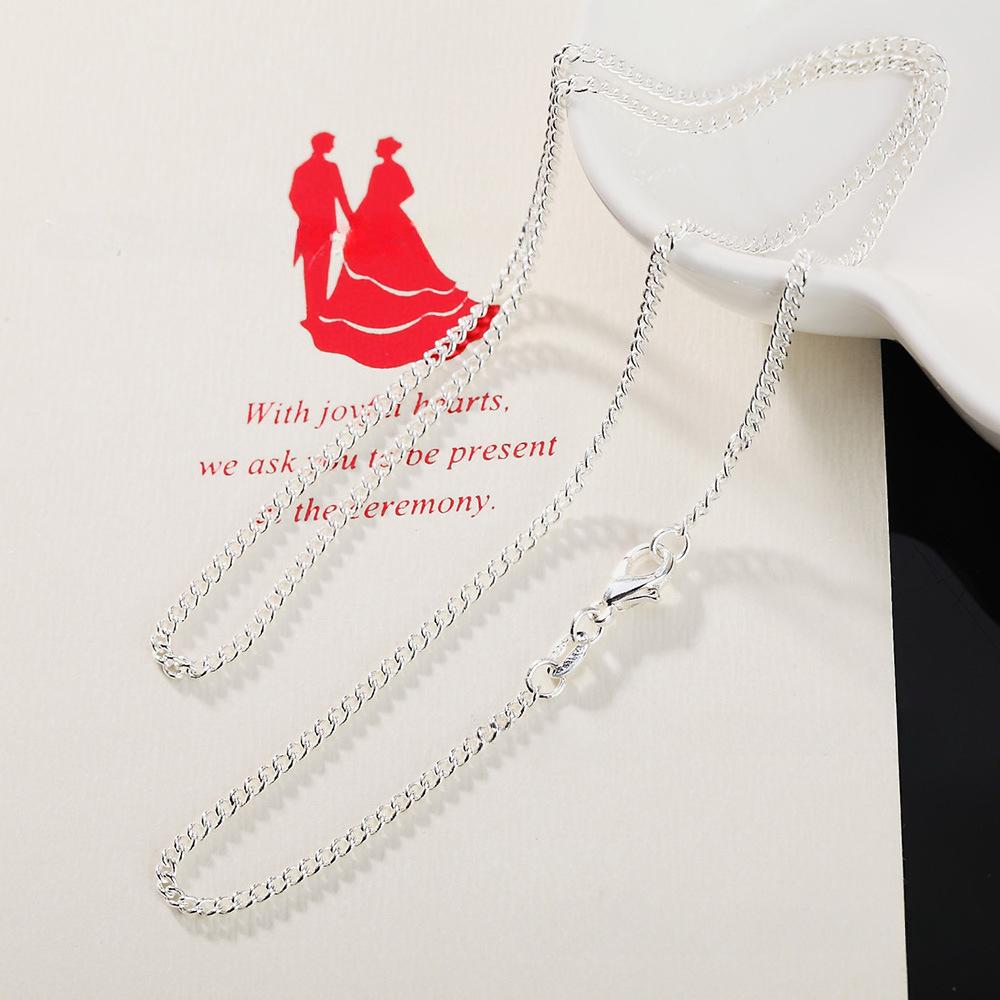Silver-plated Necklace 16-30 Inches Silver Jewelry 2MM Side Chain Necklace Korean Version