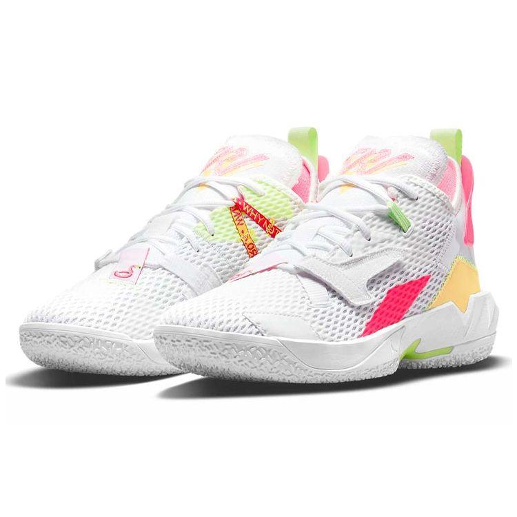 Air Jordan Why Not Zer0.4 PF Summertime Fresh Men Sneakers White Hyper-Pink Lime-Glow CQ4231-102