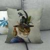 Cartoon Cat Pattern Series Super Soft Cotton and Linen Material Pillow Cover for Home Sofa Decoration Pillow Cover