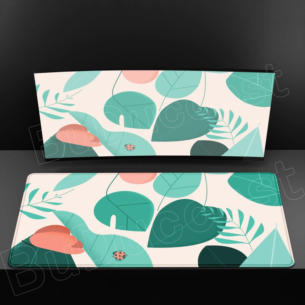 HD Printing Minimalist Desk Mat Abstract Art Design MousePad Non-Slip Rubber Base Mouse Mats for Office Laptop Modern Boho Leave