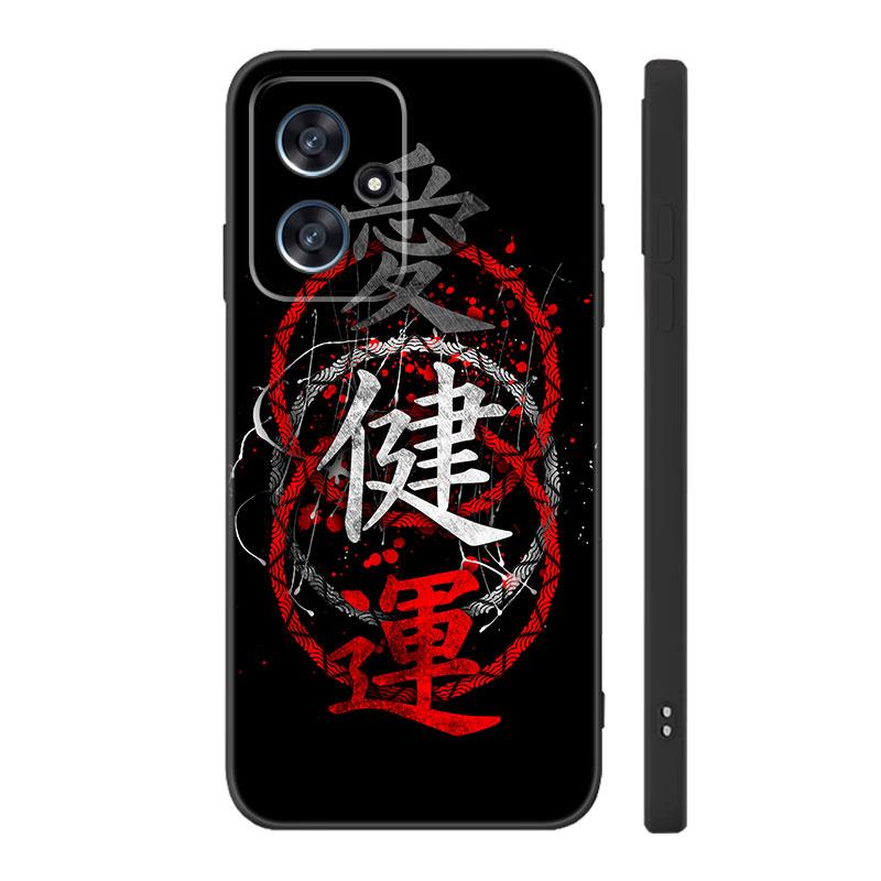 Japanese Samurai Art Black Silicone Phone Case For Xiaomi POCO X3 X4 NFC F3 F4 GT F5 M3 M4 M6 X5 X6 Pro 5G C55 C65 M5