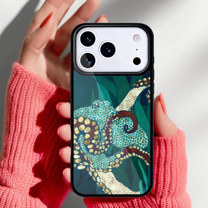 Marine Life Ocean Octopus Phone Case for iPhone 17 16 15 14 13 Pro Max Back Cover for 12 11 Pro Coque
