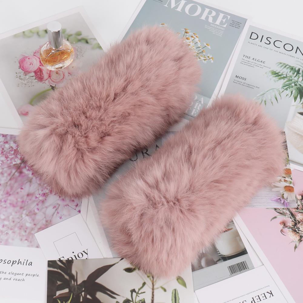 New Brand Women Real Natural Rabbit Fur Mittens Winter Warm Fluffy Lady Real Rabbit Fur Gloves Knitted Good Elastic Fur Glove