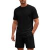Men's Summer Crew Neck T-Shirt and Shorts Set Two-Piece Casual Sportswear Lightweight Breathable Fabric Suitable for Outdoor Activities