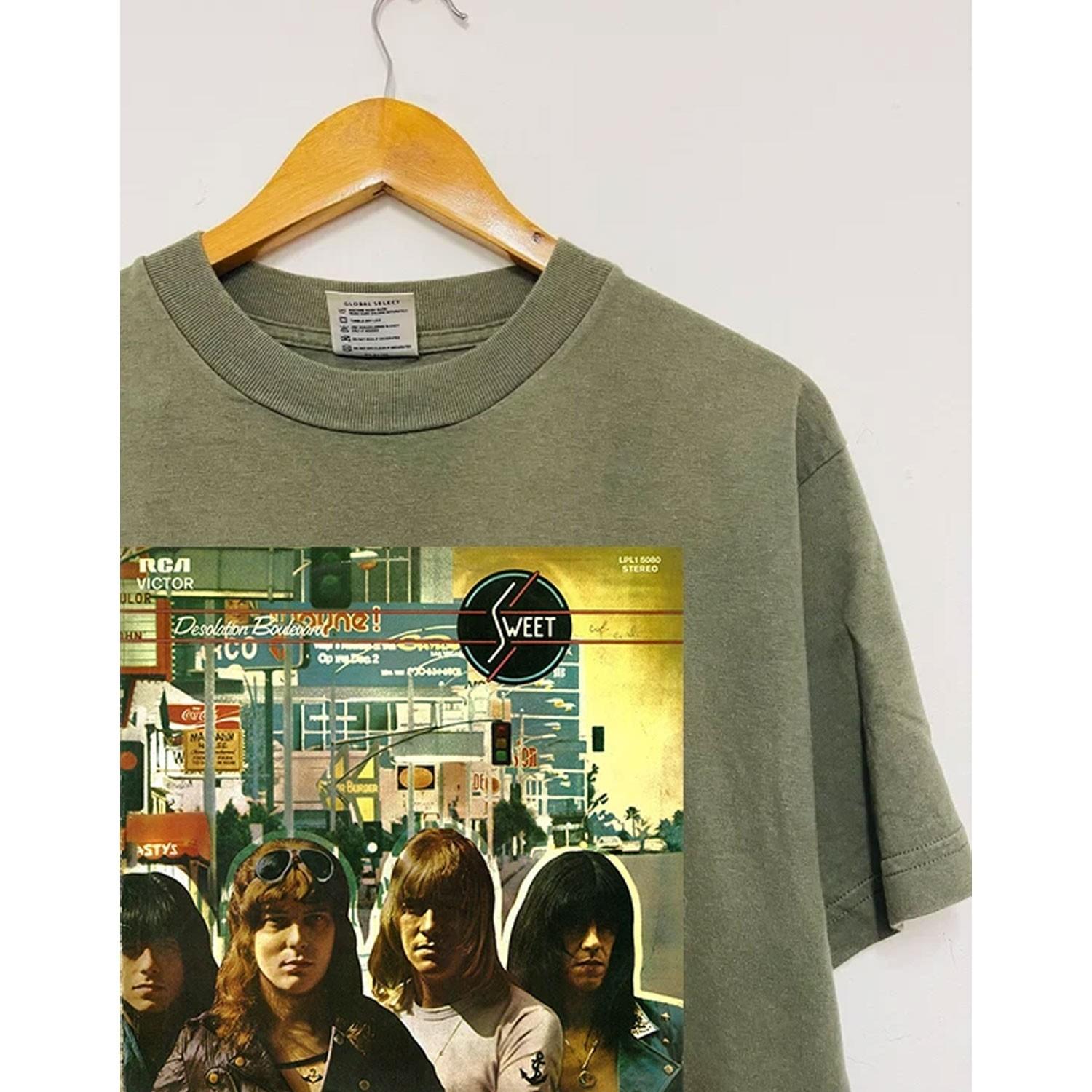 Sweet Band Album Desolation Boulevard Green Cotton T Shirt Full Size Reprint S