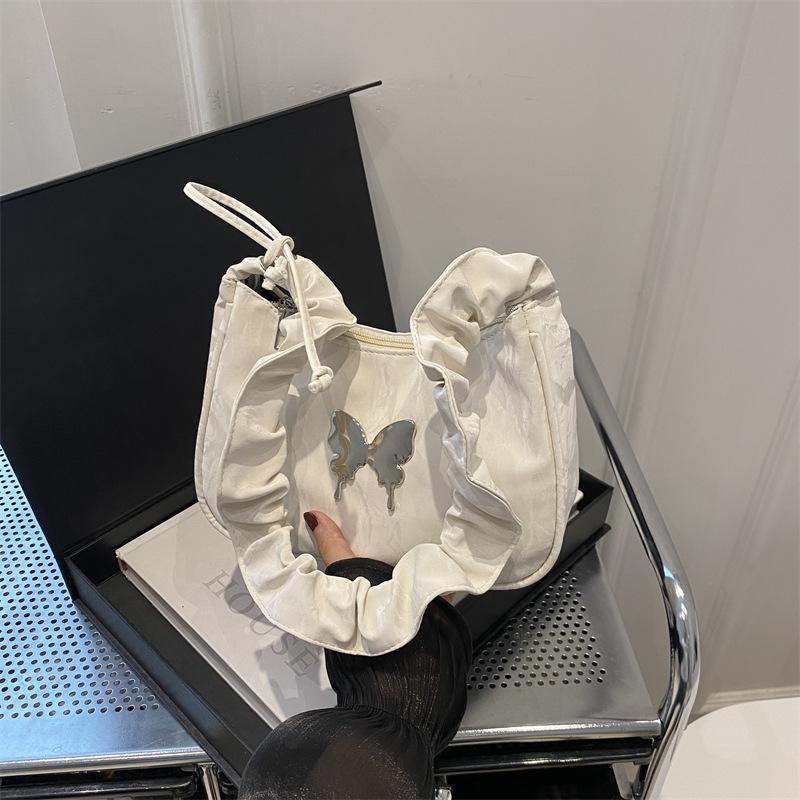 

Super fire niche bag women s 2025 new popular versatile messenger bag high-end fashion pleated shoulder armpit bag белый