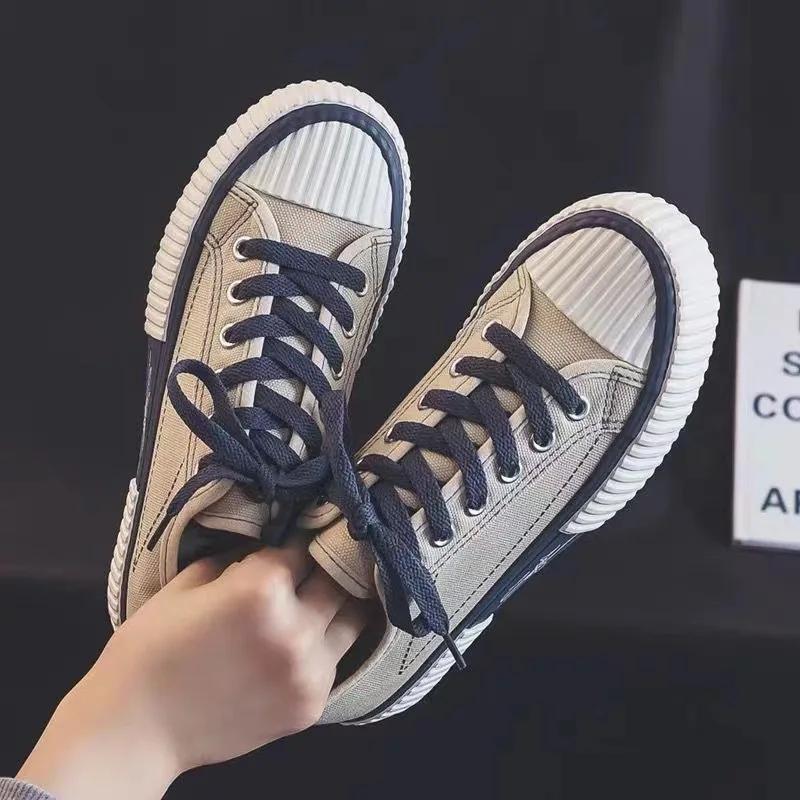 Women Canvas Shoes Breathable Comfort Flat Caual Korean Version Trend Lace Up Board Shoes Fashion Student Versatile Women's Shoe