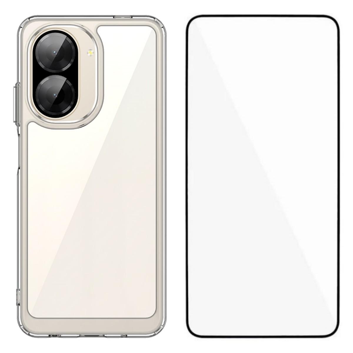 

Для Xiaomi Redmi A5 NFC (173.45*79.35*8.45мм) Чохол WANLONFENG серії MF Прозорий чохол для телефону з ТПУ та акрилу із захисною плівкою із загартованого скла Transparent