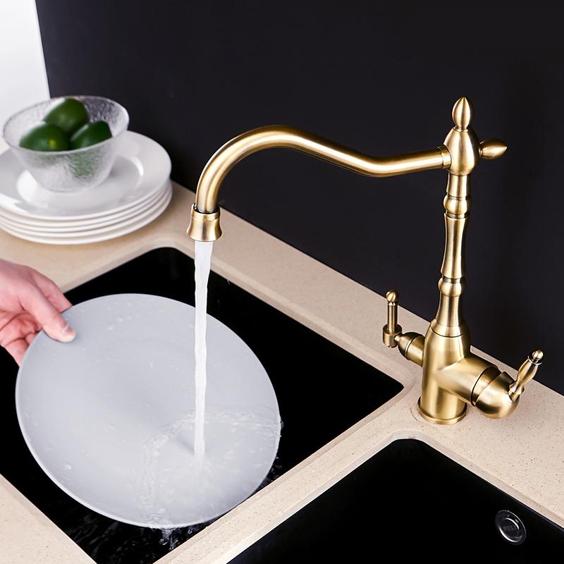 Kitchen Purify Faucets Gold Mixer Tap Cold and Hot 360 Rotation with Water Purification Features Kitchen Crane Tap MH-0193
