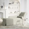 Chaise Longue with Neck Roll and Right Armrest Cream Velvet