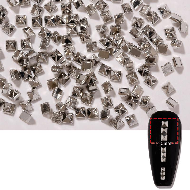 

200 шт./пакет Заклепочный гвоздь Украшение для ногтей Золотой Серебряный Бриллиантовый гвоздь Разноразмерные самоцветы Металлические плоские гвозди Заклепки Шипы L серебряный