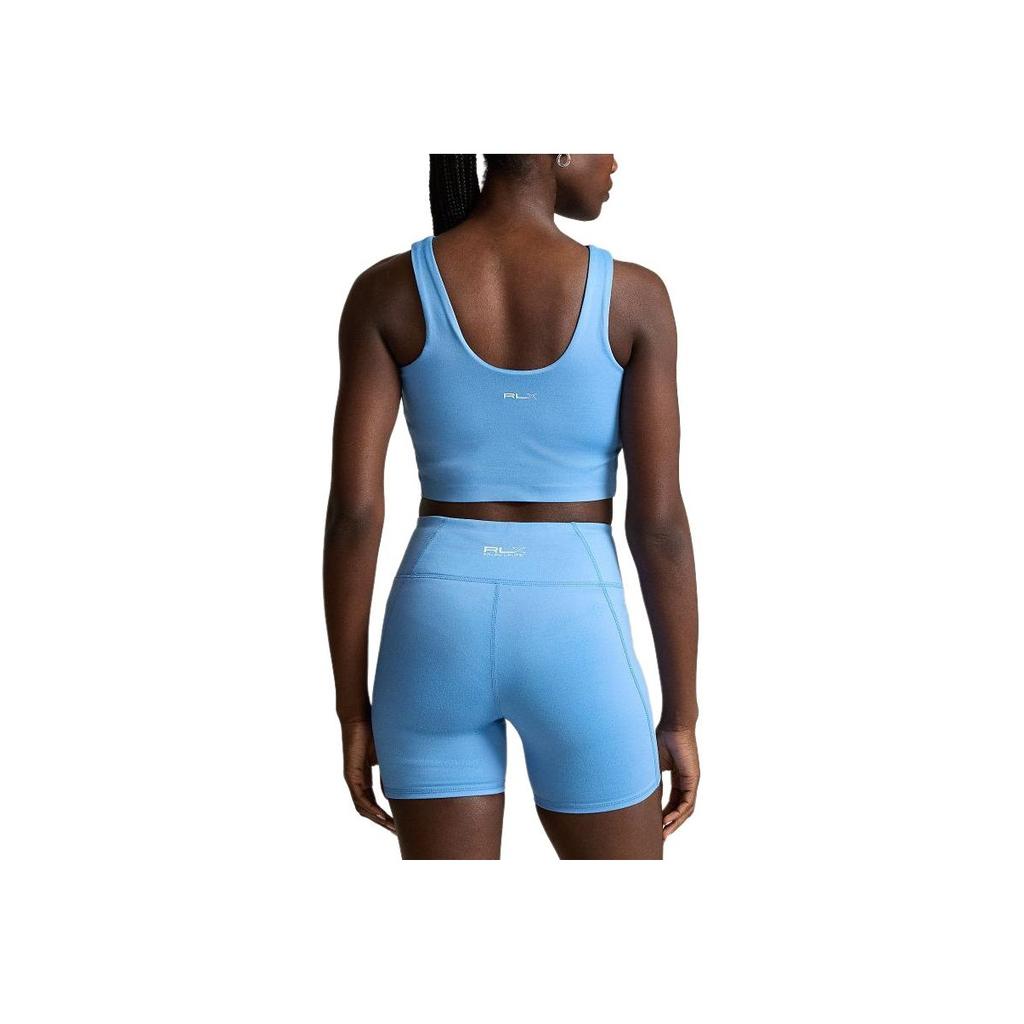 Polo Ralph Lauren SS24 Solid Slim Fit Short Sleeve Crew Neck Tank Top Women Tops Blue WMRXKNINCV20010-400