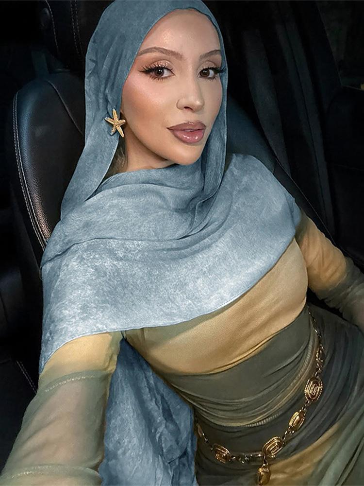 

Ramadan Hijab for Women Bohemian Floral Print Shawl Watercolor Soft Muslim Hijabs Lightweight Wrap Scarf Headscarf Summer Beach