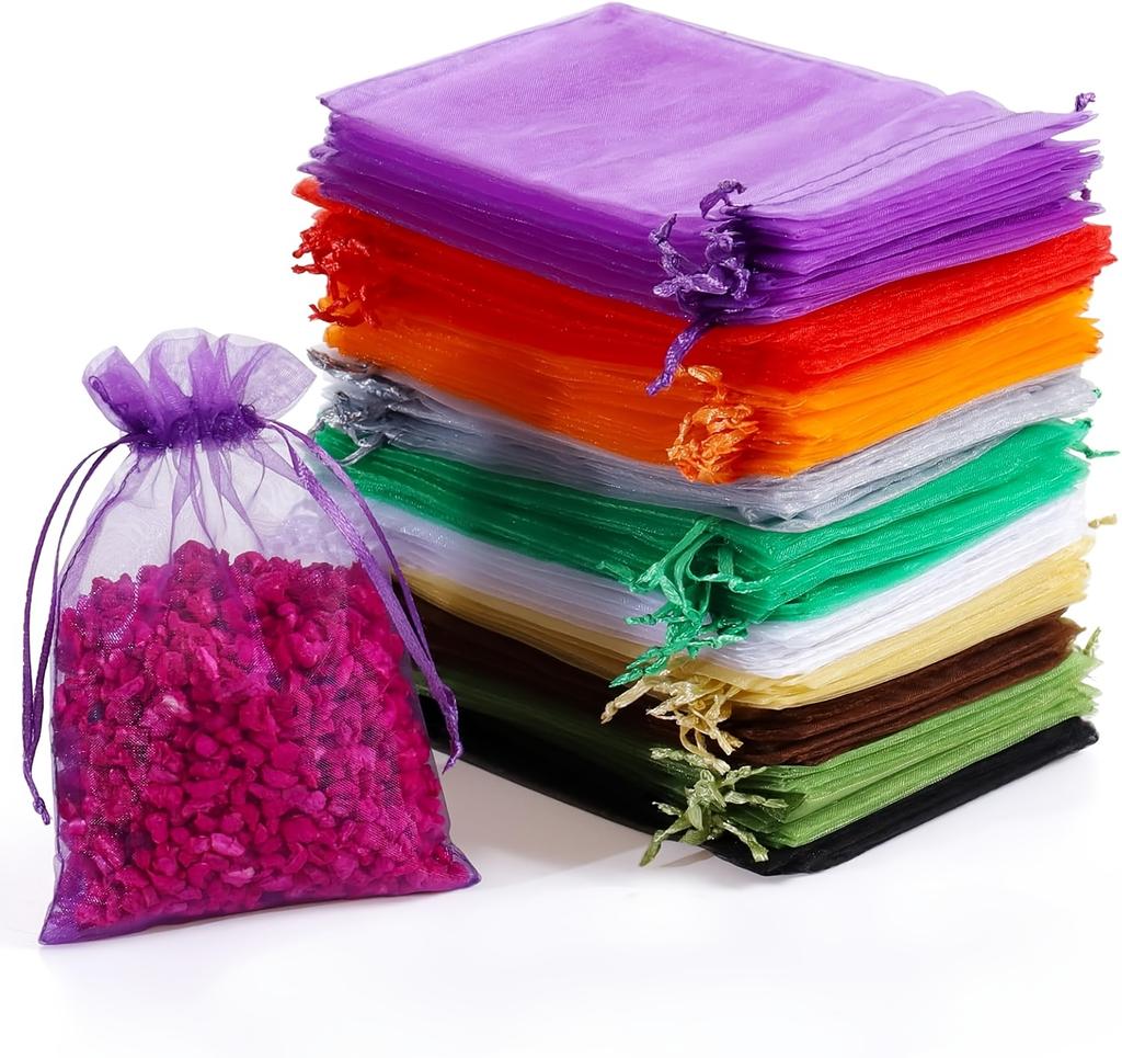 50pcs Colorful Drawstring Organza Gift Bags -for Weddings,Party Favors,Jewelry Storage & Organizing,Gift Bags, Gift Wrap Storage