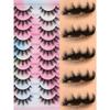 10 Pairs Natural-Looking False Eyelashes, Dense And Curled Cartoon Eyelashes, Mink-Like Eyelashes, Cat-Eye False Eyelashes
