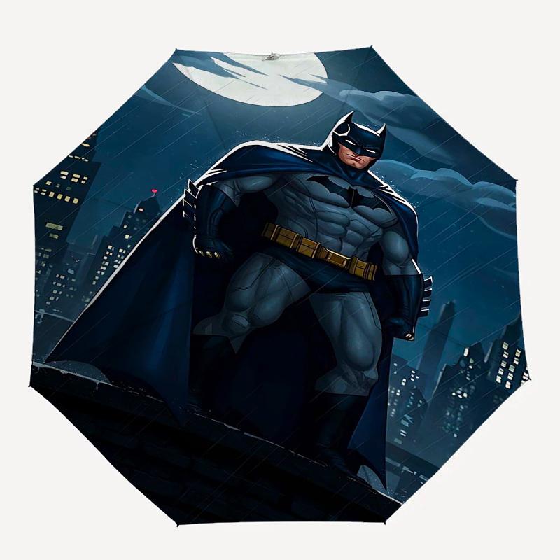 1pc Batman Night Automatic Folding Umbrella - Compact 8-Rib Design, Durable Plastic & Iron1189L