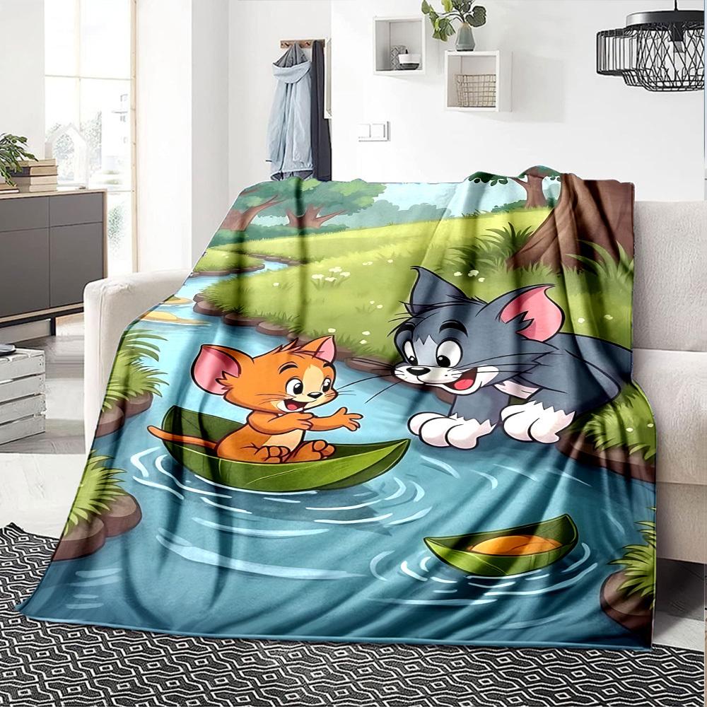 1pc Tom, Jerry Flannel Blanket Soft Warm Throw for Home, Office, Travel, All-Season Cozy Bedding GiftL1280