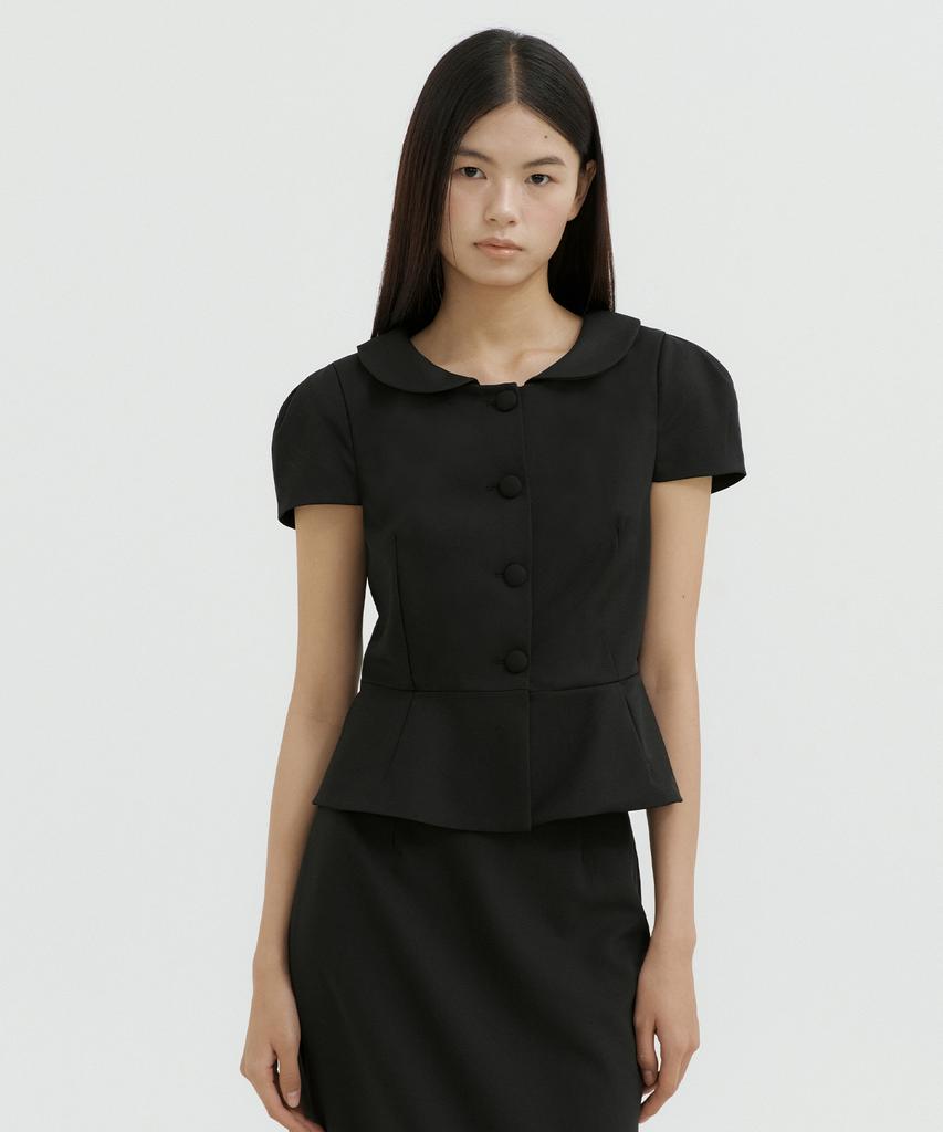 Lucirju Round Jacket + Lace Skirt Set (Black)