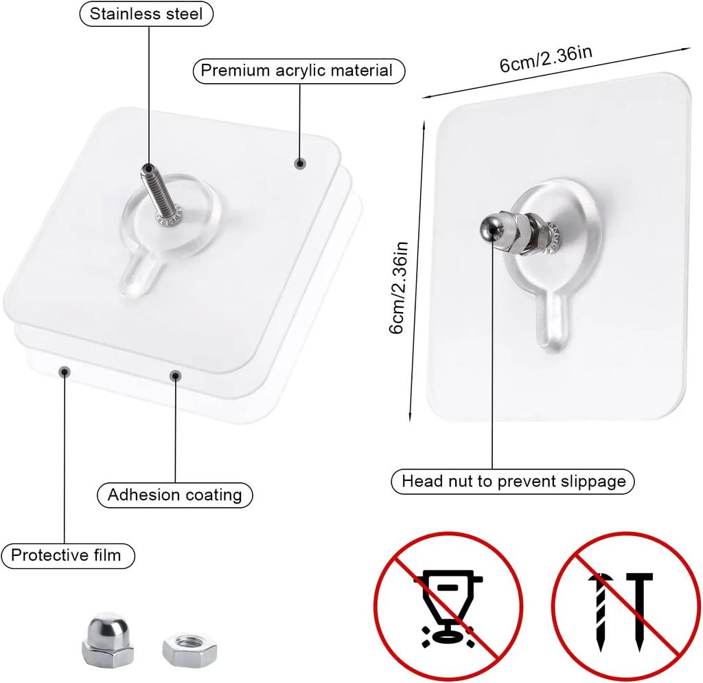 10/20 ks silných samolepicích hřebíků na zeď, háčky na plakáty a šrouby, samolepky na zeď, bezešvé kuchyňské a koupelnové šroubovací háčky, věšáky na zeď