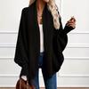 European & American Casual Open Knit Cardigan: Women's Loose, Big Collar, Lantern Sleeve, Lazy Style