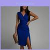 Elegant High Waist V Neck Sleeveless Long Dress For Summer Party Wear