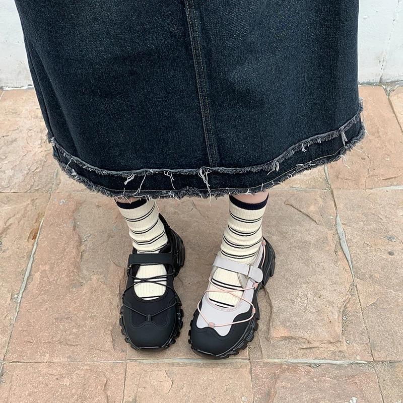 2025 Spring Autumn New Women's Sneaker Magic Pad Increases Height Age-Reducing Round Head Sponge Cake Bottom Debi Shoe