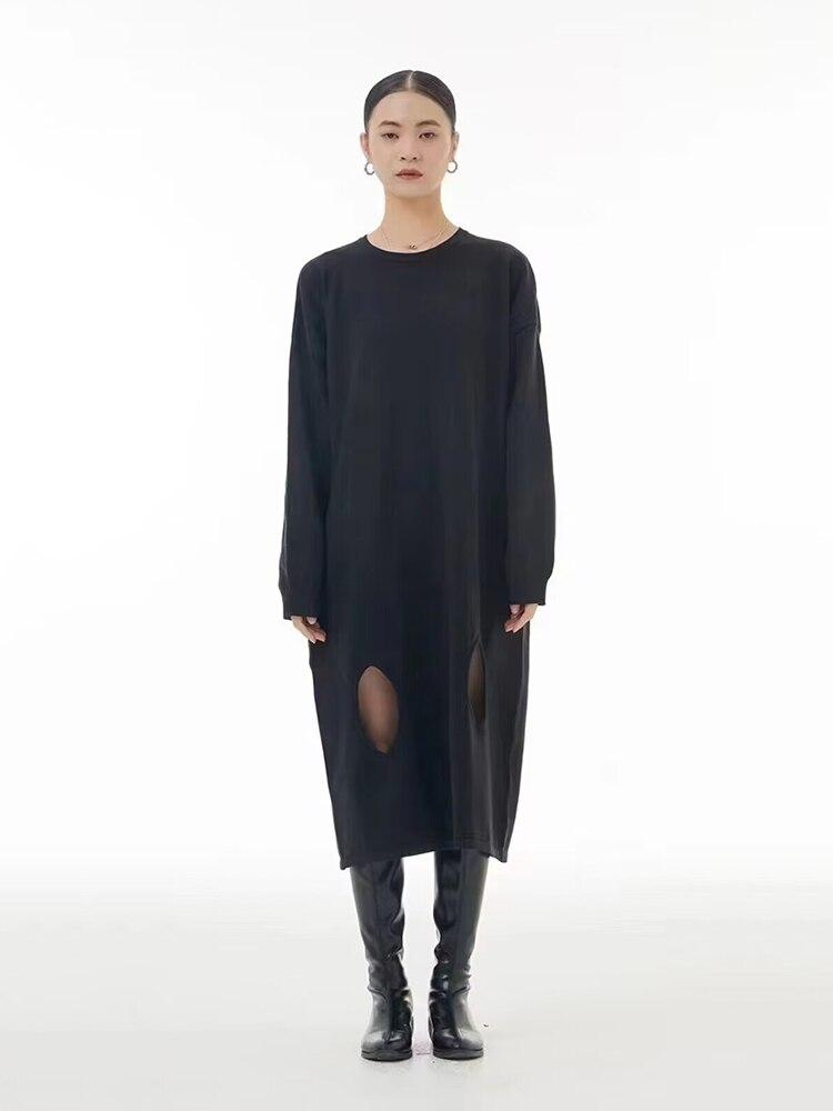Xitao Fashion Hollow Out Dress Solid Color Casual Women WLD9484