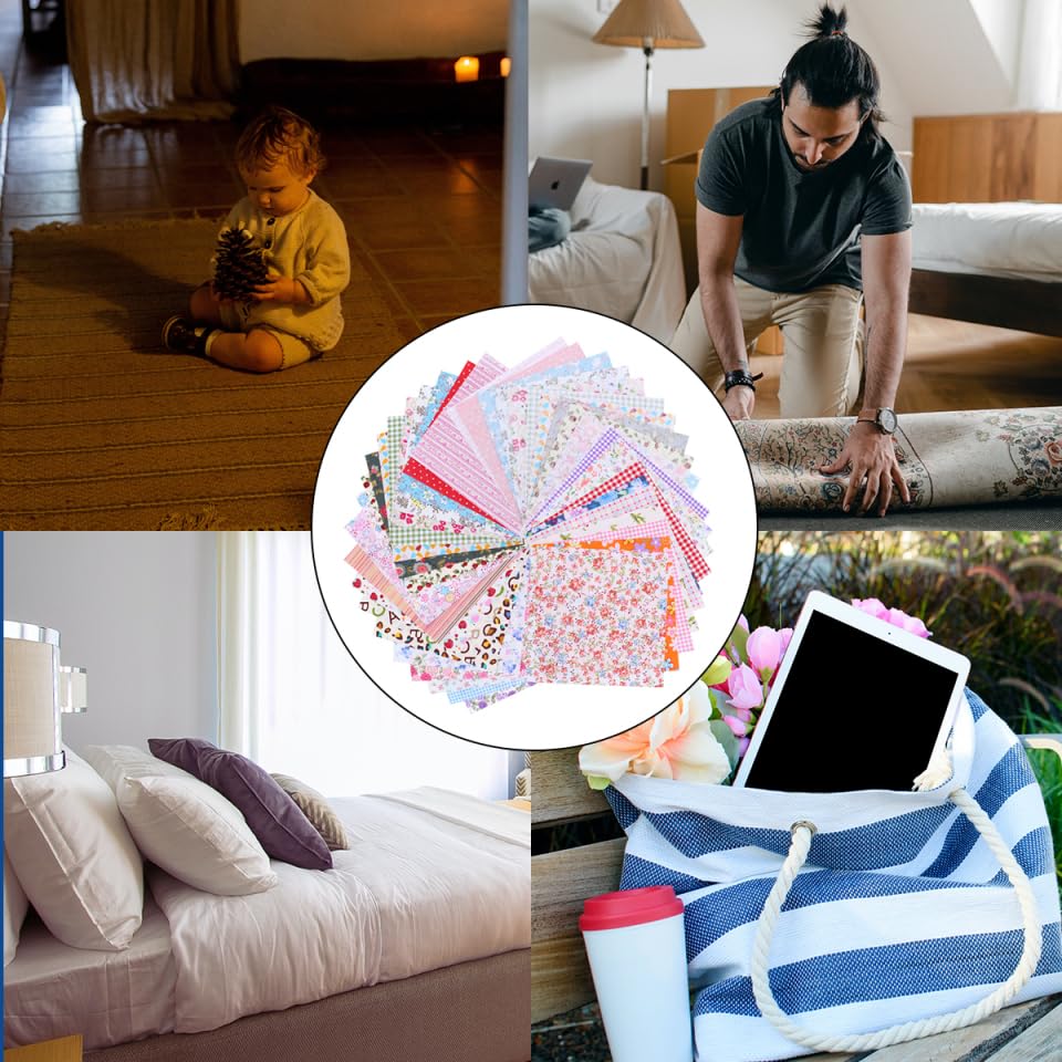 KESYOO Patchwork Fabric Scrap Floral Pure 50 Cotton Cutting Scandinavian Craft Supplies Set, Pattern, 15x15cm, Cotton, Pieces, Fabric, Cloth, Style,