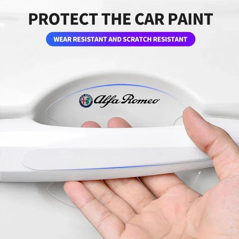 For Alfa Romeo 508 Car Sticker For Alfa Romeo 147 8Pcs Transparent Car Door Handle Bowl Decoration Badge Sticker For Alfa Romeo Stelvi qw2