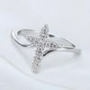 Huitan Trendy Cross Finger Ring for Women Inlay Dazzling Cubic Zirconia Modern Female Accessories Daily Wear Fashionable Zircon