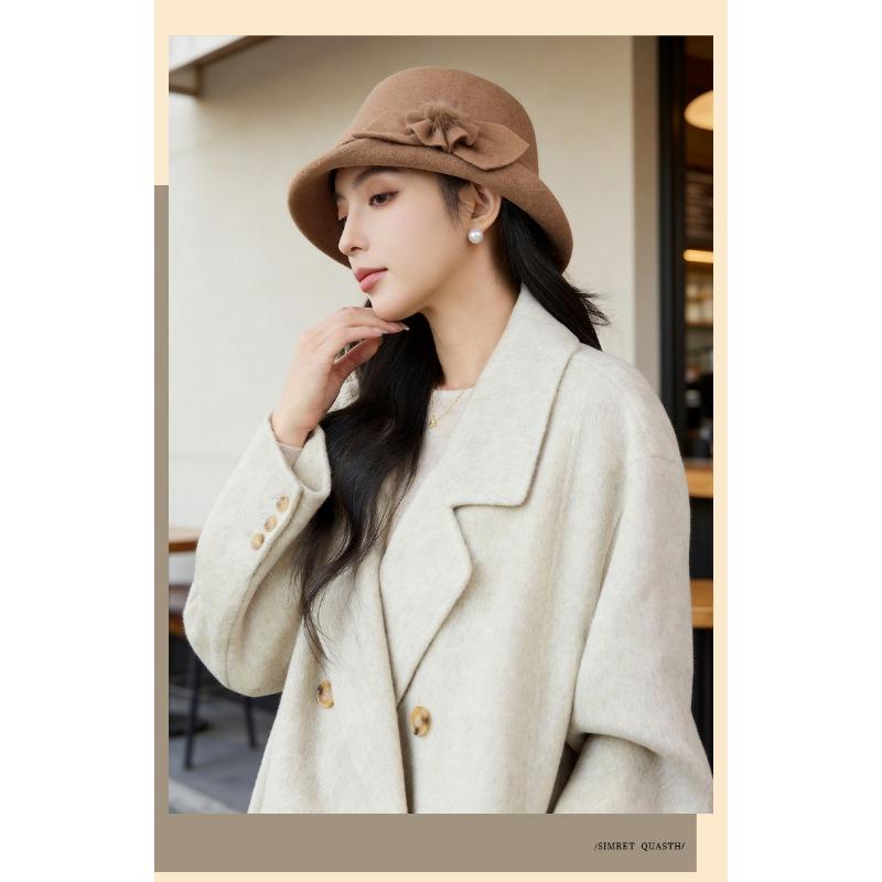 Women S Vintage Bucket Hat With Flower Pom Pom For Autumn Winter
