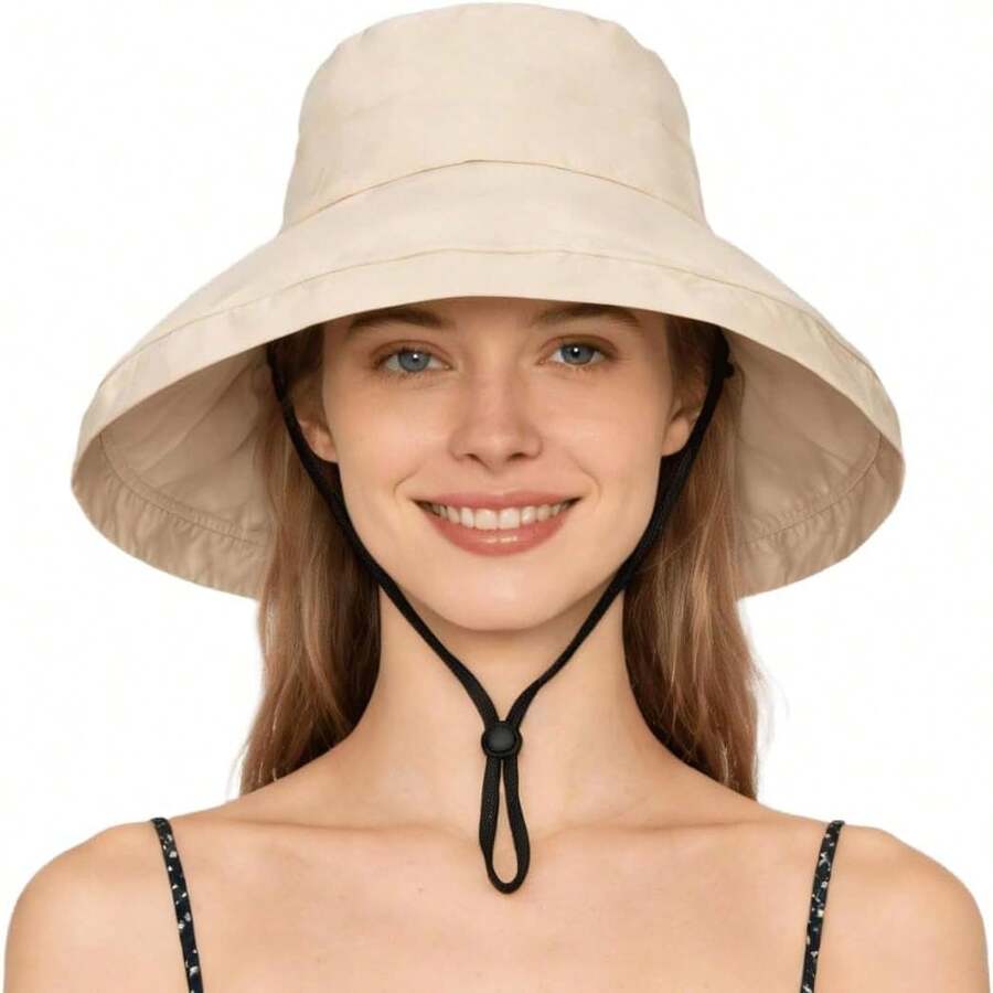 Women Summer Wide Brim Bucket Hat UPF 50+ Beach Sun Hat Foldable Outdoor