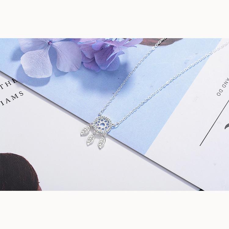 Literary Dreamcatcher Necklace Feather Pendant Collarbone Chain Female Simple Necklace Jewelry Necklace Valentine's Day Gifts Romantic Accessories