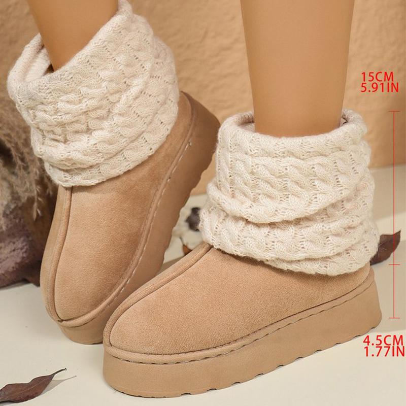 Móda Módní Pletené Návleky na Nohy Sněhule Dámské Zimní Teplé Kotníkové Boty z Umělé Kožešiny Žena Plus Size 37-43 Platforma Botas Dámské
