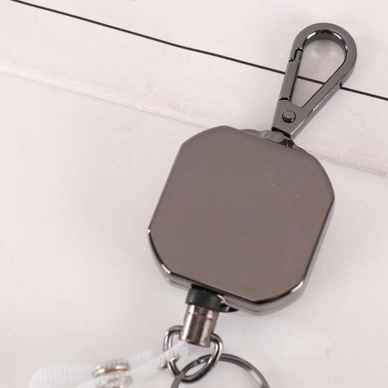 AntiCorrosion Alloy Keychain Retractable Square Hook Carabiner Badges Holder for Easy Item Retrieval in Work Travel Home