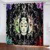 Graphic Sun Moon Starry Sky Printed Curtains, Rod Pocket Curtains Living Room Kitchen Office Decoration Curtains Home Decoration