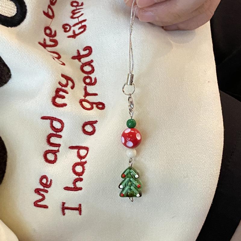 Niedlicher Weihnachtsbaum Schneemann Kristallperlen Handyanhänger Exquisite Taschenhänge Dekoration Süßer Vielseitiger Schlüsselanhänger Geschenke