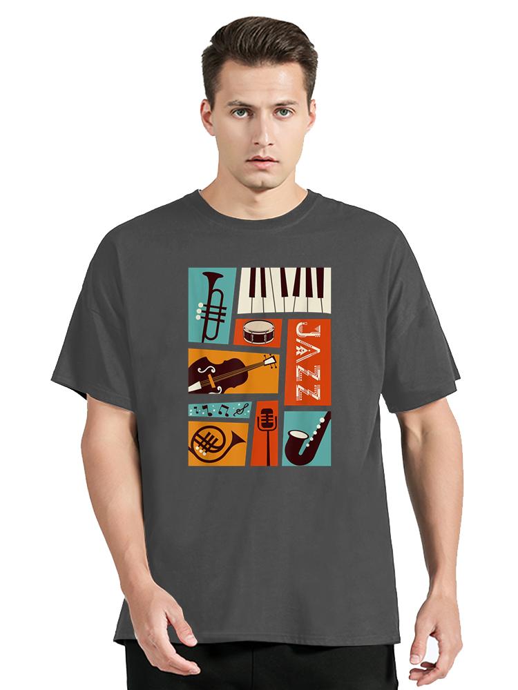 Jazz Snare Piano Music Jazz Band Musician Saxophone Trumpet T Shirt Graphic Cotton Birthday Gifts T-shirt Clothing Oversized