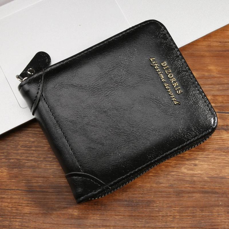 Luxury Men’s Wallet Leather Mens Purse Male 3 Flod  Zipper Money Clip Card Holders with Coin Pocket Rfid Wallets Gifts for Men Money Bag