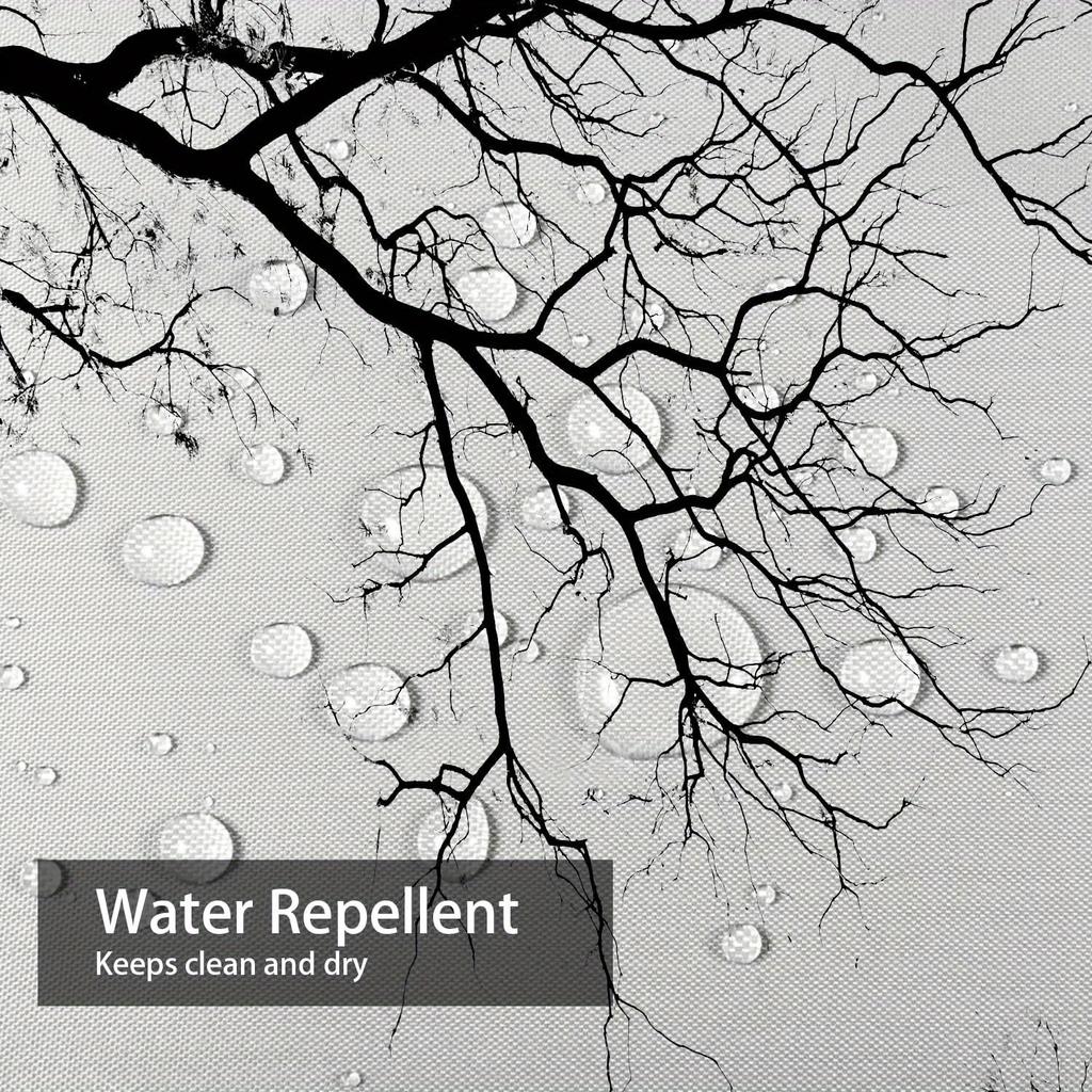 Abstract Tree Branch Shower Curtain - Black & White Artistic Design, 72"X72", Includes 12 Hooks, Fall/Winter Decor