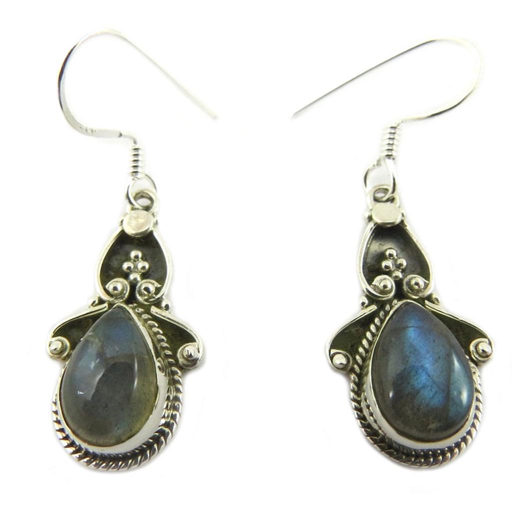 Les Trésors De Lily [P7110] - Labradorite 'Heaven' Silver Earrings - 20x11 Mm